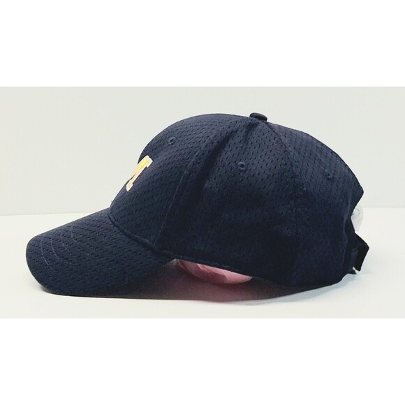 Michigan Wolverines Adjustable Hat Navy Blue Yellow Logo Vent Cobra One Size GUC - Picture 6 of 15
